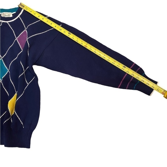 SMITH'S OF BERMUDA ARGYLE VINTAGE LONG SLEEVE COTTON SWEATER SIZE  42/Medium - Picture 12 of 12